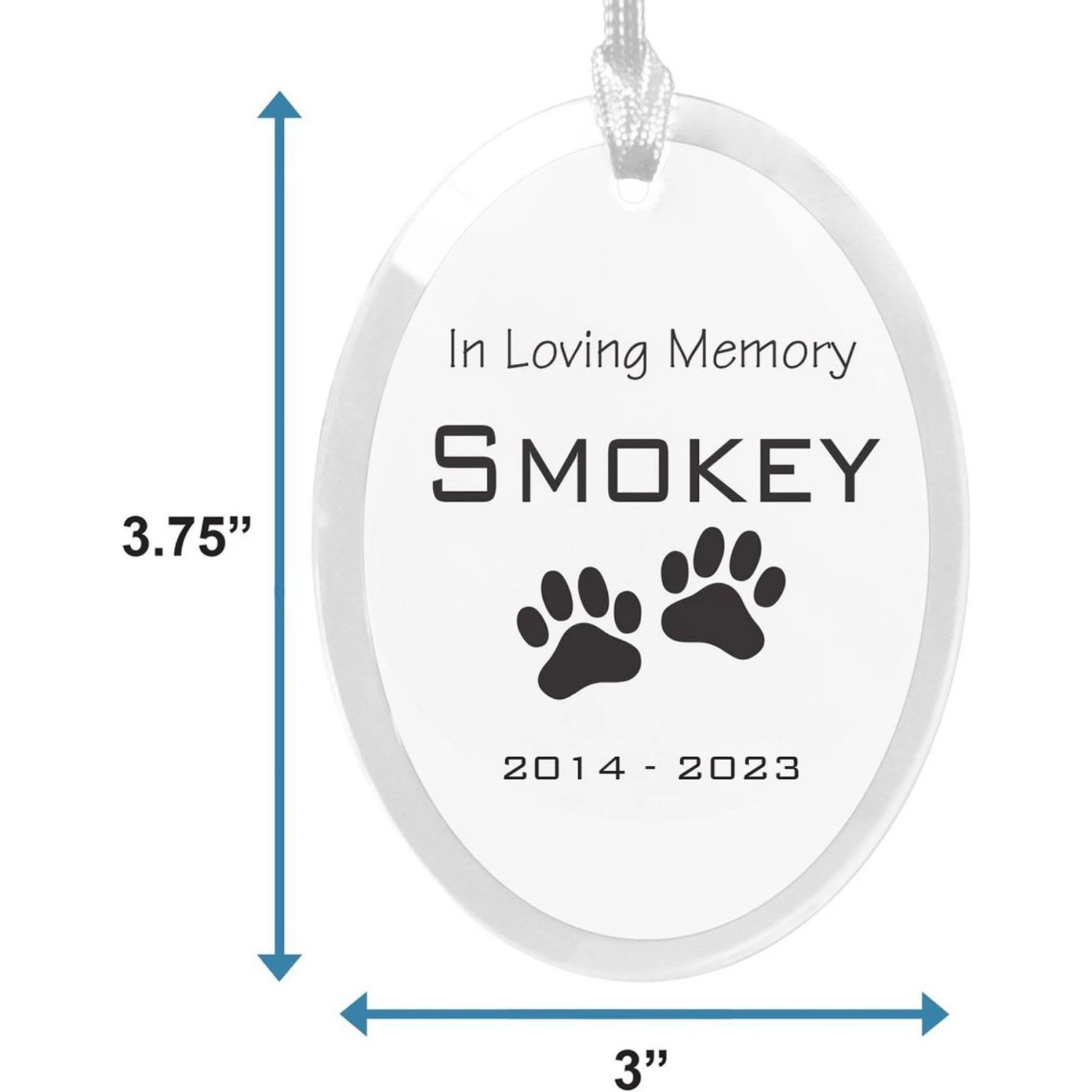 Frisco "In Loving Memory" Paw Glass Personalized Ornament 2 Frisco "In Loving Memory" Paw Glass Personalized Ornament - Image 2