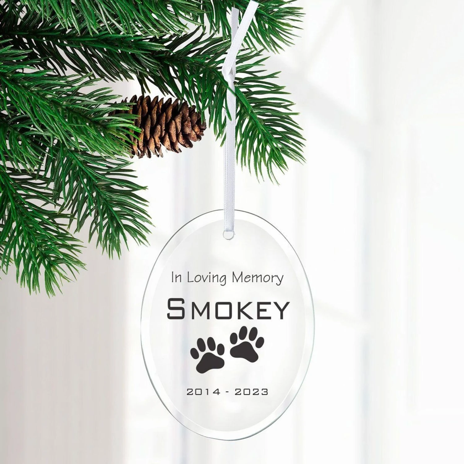 Frisco "In Loving Memory" Paw Glass Personalized Ornament 3 Frisco "In Loving Memory" Paw Glass Personalized Ornament - Image 3