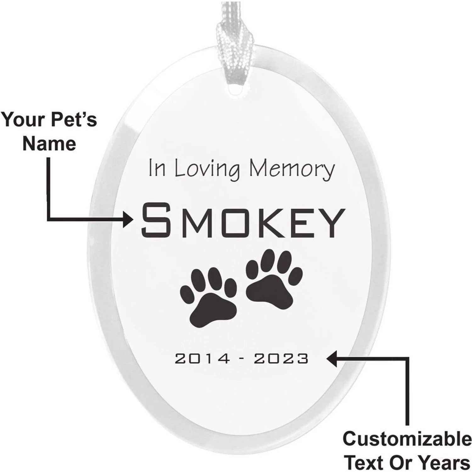 Frisco "In Loving Memory" Paw Glass Personalized Ornament 5 Frisco "In Loving Memory" Paw Glass Personalized Ornament - Image 5