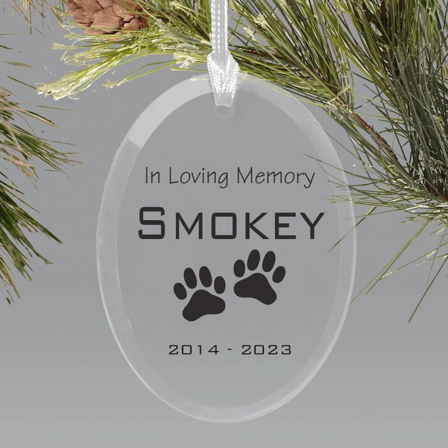 Frisco "In Loving Memory" Paw Glass Personalized Ornament 6 Frisco "In Loving Memory" Paw Glass Personalized Ornament - Image 6