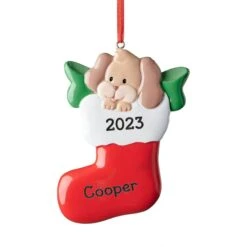 Frisco Dog In Stocking Resin Personalized Ornament