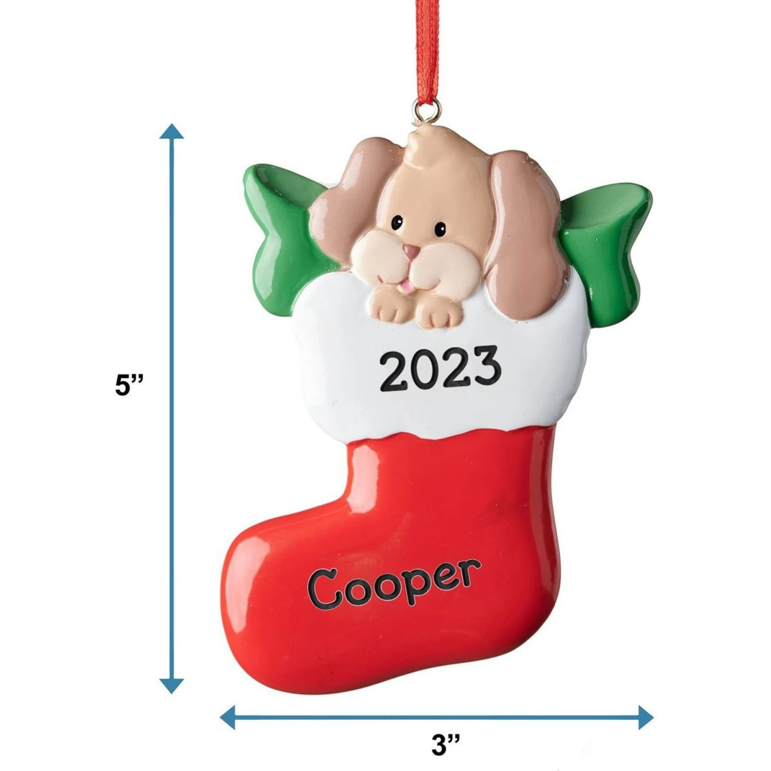 Frisco Dog In Stocking Resin Personalized Ornament 2 Frisco Dog In Stocking Resin Personalized Ornament - Image 2