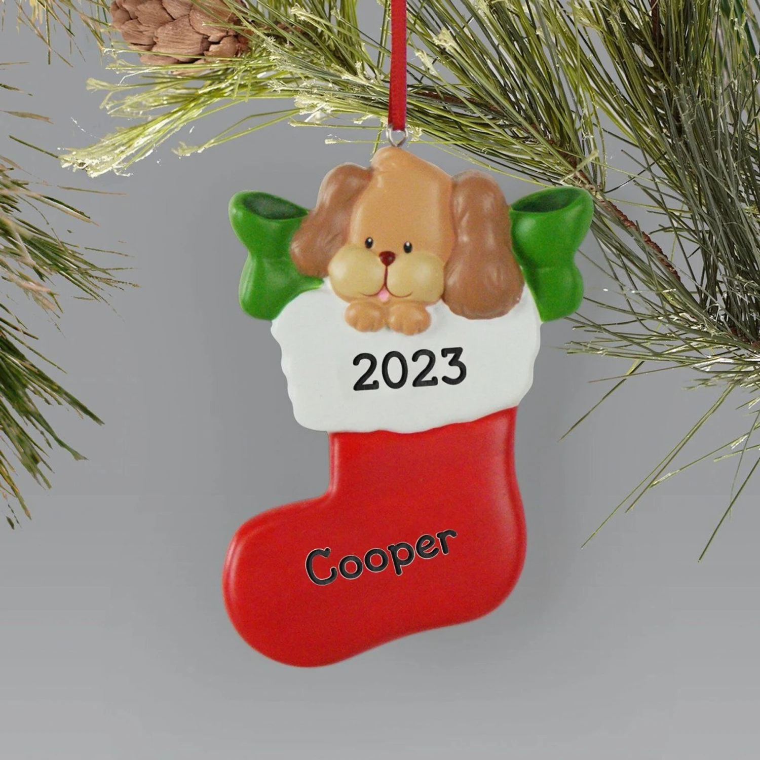 Frisco Dog In Stocking Resin Personalized Ornament 6 Frisco Dog In Stocking Resin Personalized Ornament - Image 6