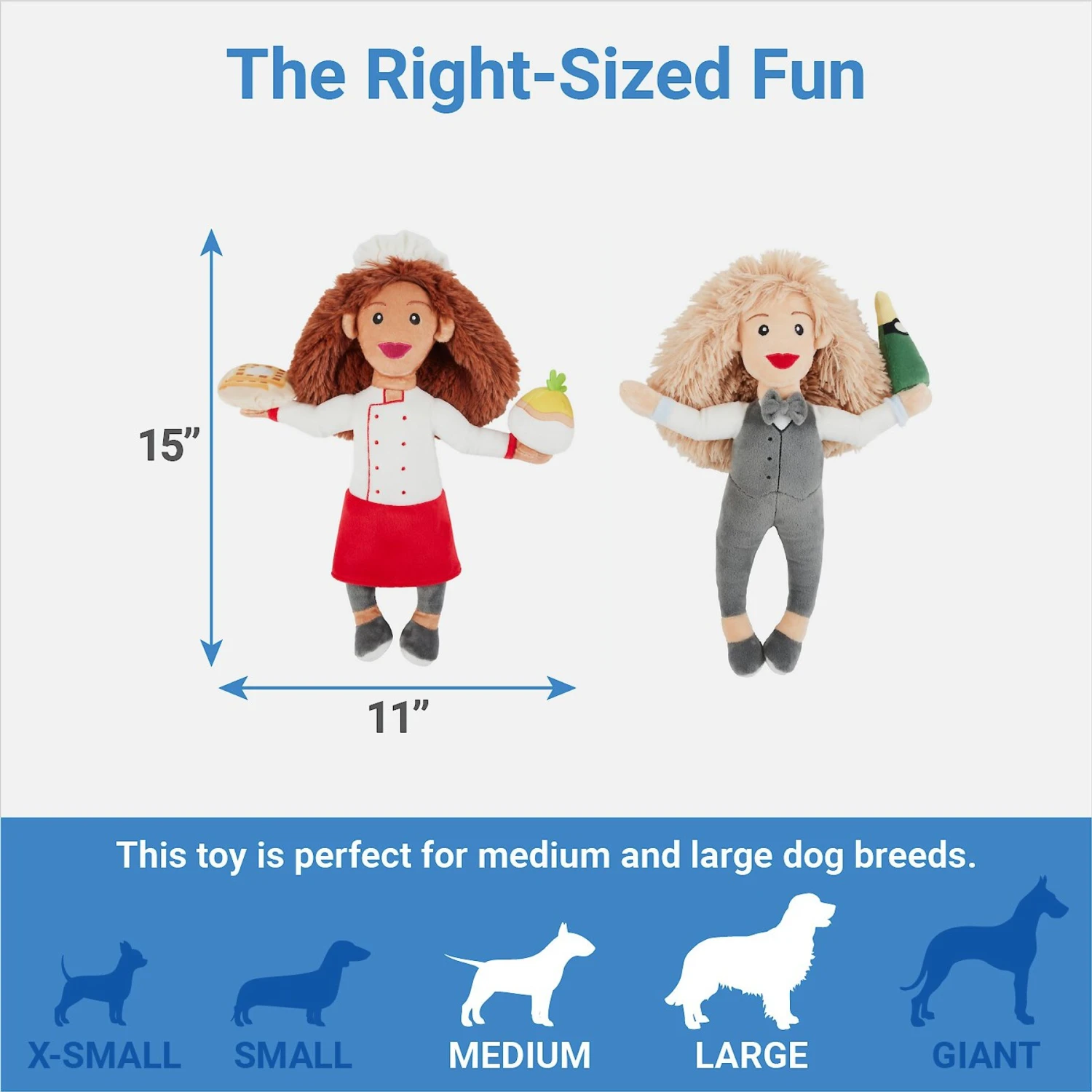 Frisco Brunch Chef & Waitress Plush Squeaky Dog Toy, 2 Count 2 Frisco Brunch Chef & Waitress Plush Squeaky Dog Toy, 2 Count - Image 2