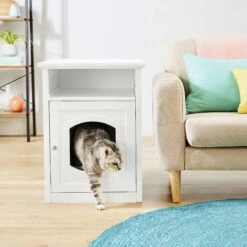 Frisco Decorative Side Table Cat Litter Box Cover & Frisco Open Top Cat Litter Box With Rim, Large -Frisco Sales Store 297992 PT4. AC SS1800 V1621306337
