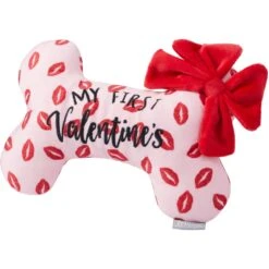 Frisco Valentine My First Valentine's Bone Reversible Plush Squeaky Dog Toy