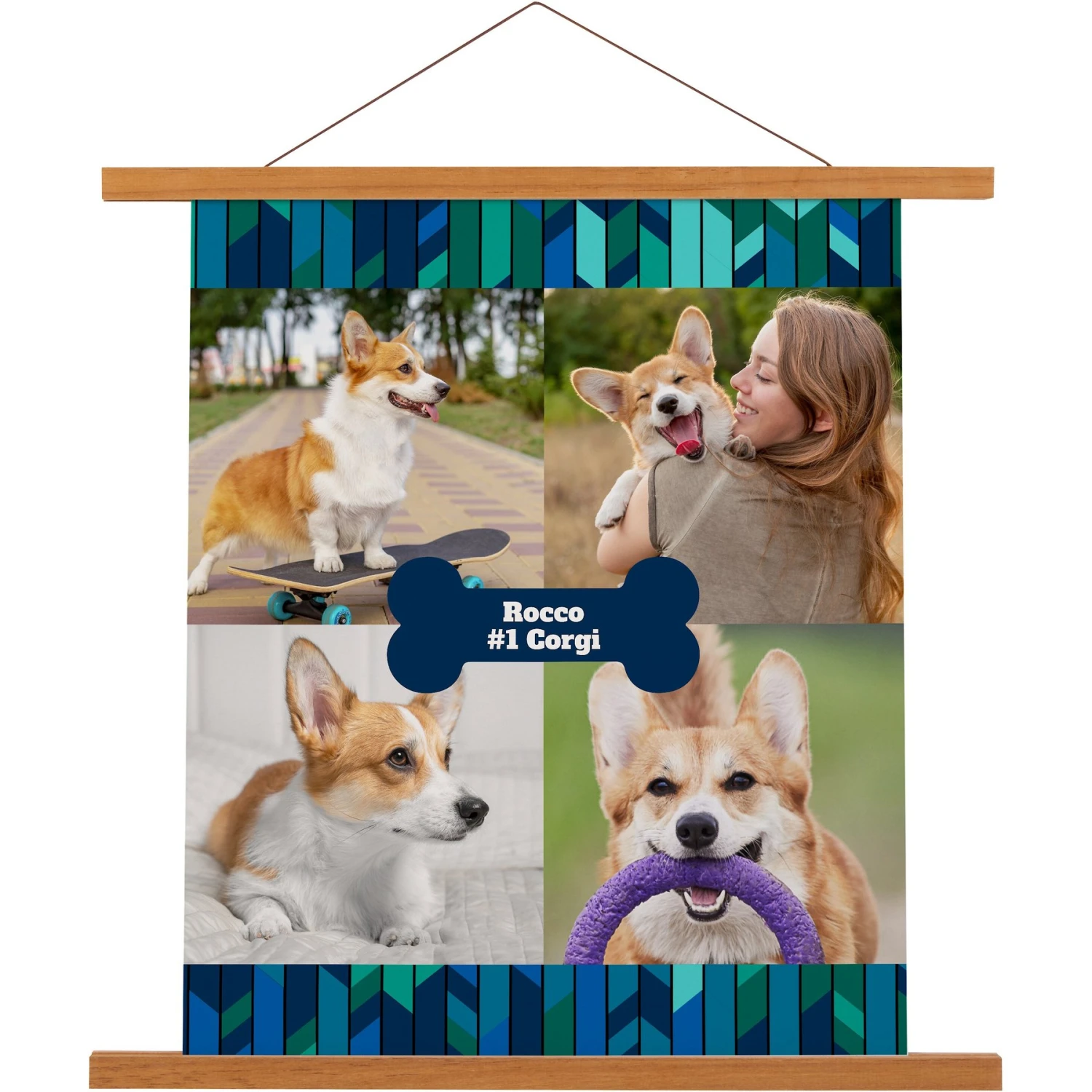Frisco Personalized Contemporary Mosaic With Bone Collage Canvas Poster With Wood Hanger, 16" X 20" 1 Frisco Personalized Contemporary Mosaic With Bone Collage Canvas Poster With Wood Hanger, 16" X 20"
