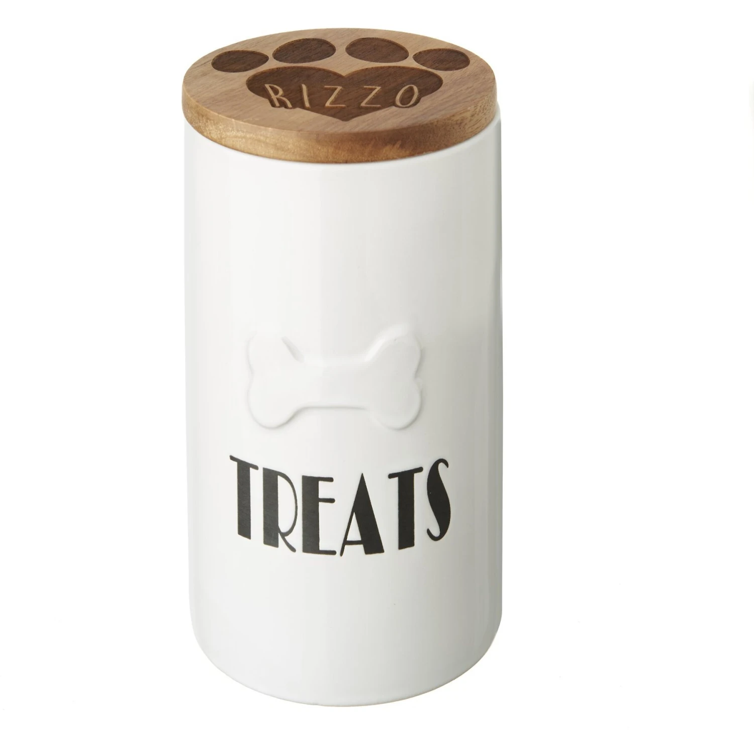 Frisco Ceramic Personalized Treat Jar With Wood Lid, 4 Cup, 32oz 1 Frisco Ceramic Personalized Treat Jar With Wood Lid, 4 Cup, 32oz