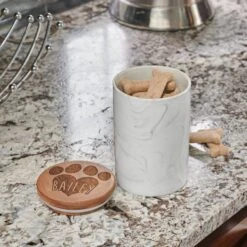 Frisco Ceramic Marble Print Personalized Treat Jar With Wood Lid, 3.75 Cups 8 Frisco Ceramic Marble Print Personalized Treat Jar With Wood Lid, 3.75 Cups -Frisco Sales Store 301181 PT2. AC SS1800 V1630332462