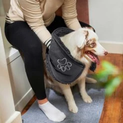 Frisco Microfiber Chenille Shammy Towel & Frisco Microfiber Chenille Paw Print Dog & Cat Mat, Dark Gray -Frisco Sales Store 303468 PT4. AC SS1800 V1623067964