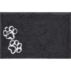 Frisco Microfiber Chenille Shammy Towel & Frisco Microfiber Chenille Paw Print Dog & Cat Mat, Dark Gray -Frisco Sales Store 303468 PT5. AC SS1800 V1623034648