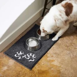 Frisco Microfiber Chenille Shammy Towel & Frisco Microfiber Chenille Paw Print Dog & Cat Mat, Dark Gray -Frisco Sales Store 303468 PT8. AC SS1800 V1623091063