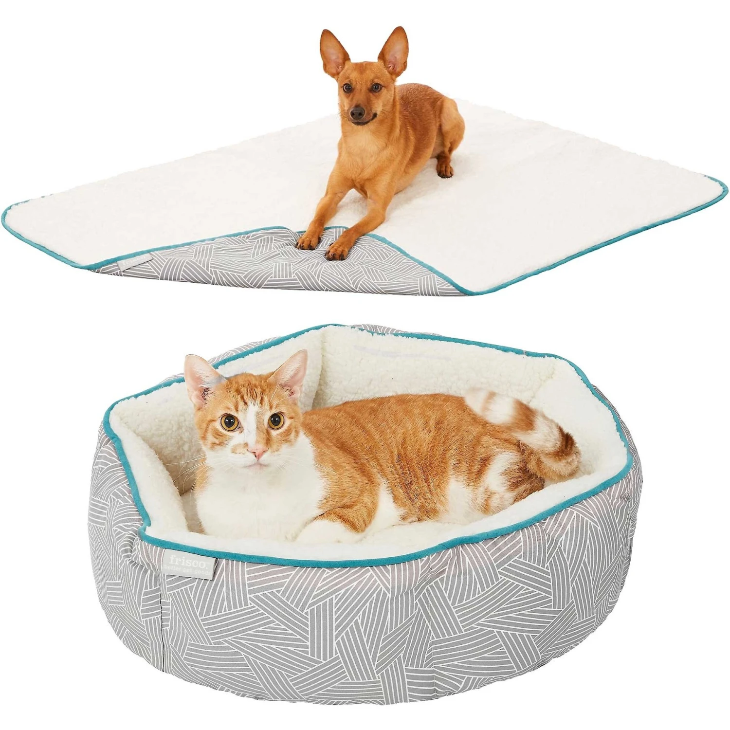 Frisco Sherpa Dog & Cat Blanket & Frisco Sherpa Hexagon Bolster Cat & Dog Bed 1 Frisco Sherpa Dog & Cat Blanket & Frisco Sherpa Hexagon Bolster Cat & Dog Bed