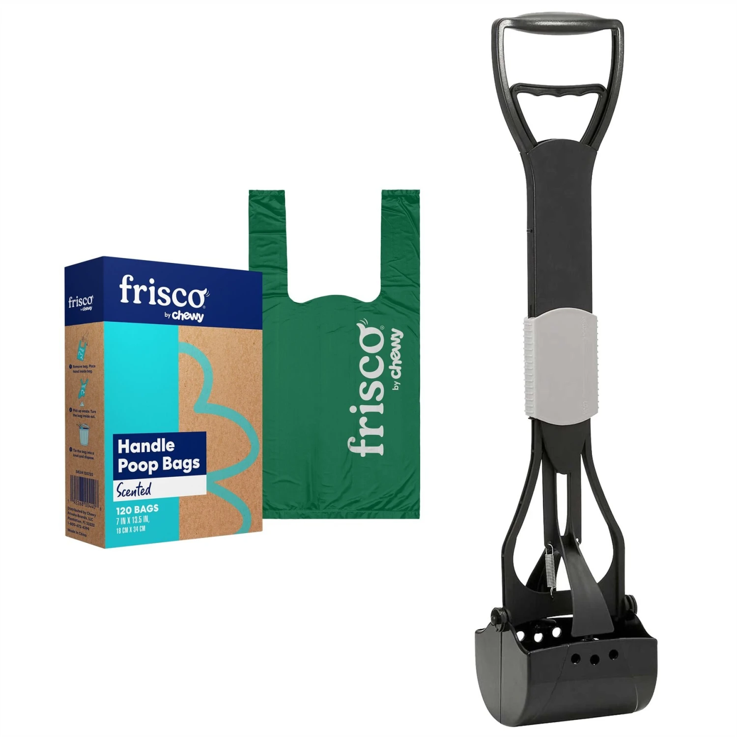 Frisco Spring Action Foldable Dog Pooper Scooper & Frisco Handle Dog Poop Bag 1 Frisco Spring Action Foldable Dog Pooper Scooper & Frisco Handle Dog Poop Bag