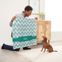Frisco Personalized Subtle Chevron Sherpa Cat & Dog Blanket, 30" X 40" -Frisco Sales Store 303836 PT5. AC SS1800 V1637610162