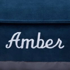 Frisco Personalized Navy Bolstered Bed With Navy Check Bolster -Frisco Sales Store 311766 PT3. AC SS1800 V1630593998