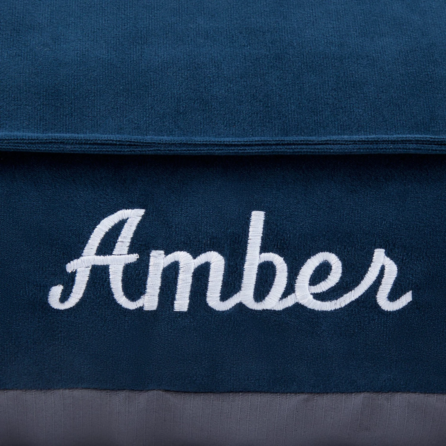 Frisco Personalized Navy Bolstered Bed With Navy Check Bolster, X-Large 3 Frisco Personalized Navy Bolstered Bed With Navy Check Bolster, X-Large - Image 3