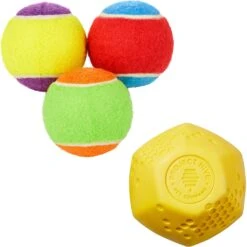 Frisco Fetch Squeaking Colorful Tennis Ball Dog Toy & Project Hive Pet Company Ball Dog Toy