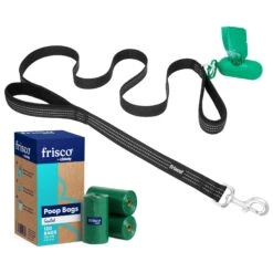 Frisco Traffic Leash With Padded Handles & Poop Bag Dispenser & Frisco Refill Dog Poop Bags Made With 50% Recycled Packaging