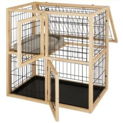 Frisco Collapsible Wood & Wire Cat Cage Playpen, 2 Level -Frisco Sales Store 323214 PT3. AC SS1800 V1645493866