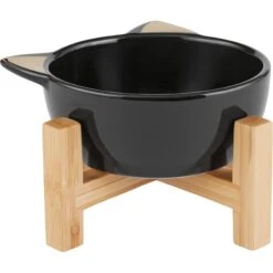 Frisco Cat Face Elevated Bamboo Non-Skid Ceramic Cat Bowl, Black, 1 Cups 8 Frisco Cat Face Elevated Bamboo Non-Skid Ceramic Cat Bowl, Black, 1 Cups -Frisco Sales Store 363383 PT3. AC SS1800 V1657657267