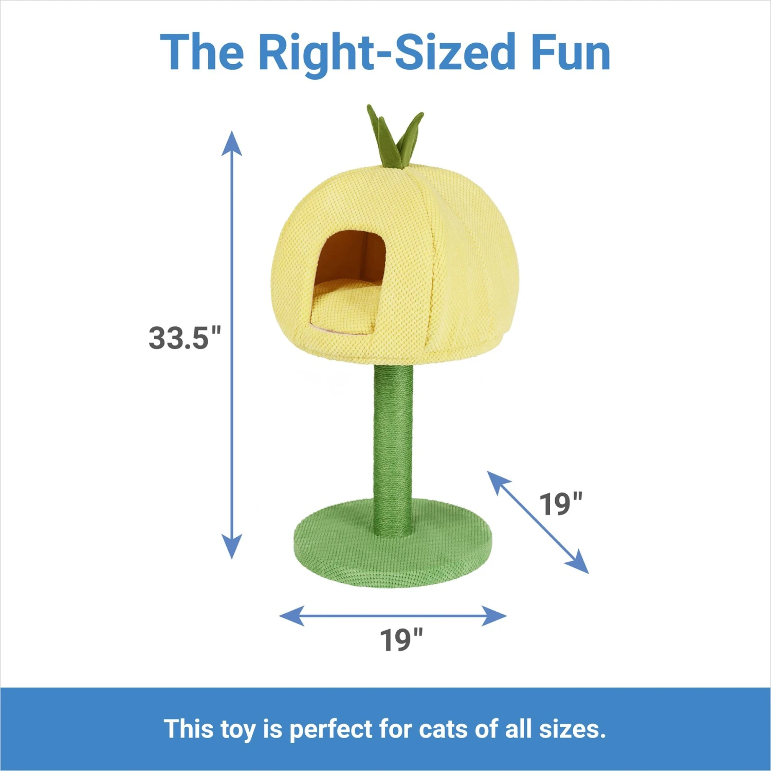 Frisco Pineapple 33.5" Plush Cat Scratching Post And Condo 2 Frisco Pineapple 33.5" Plush Cat Scratching Post And Condo - Image 2