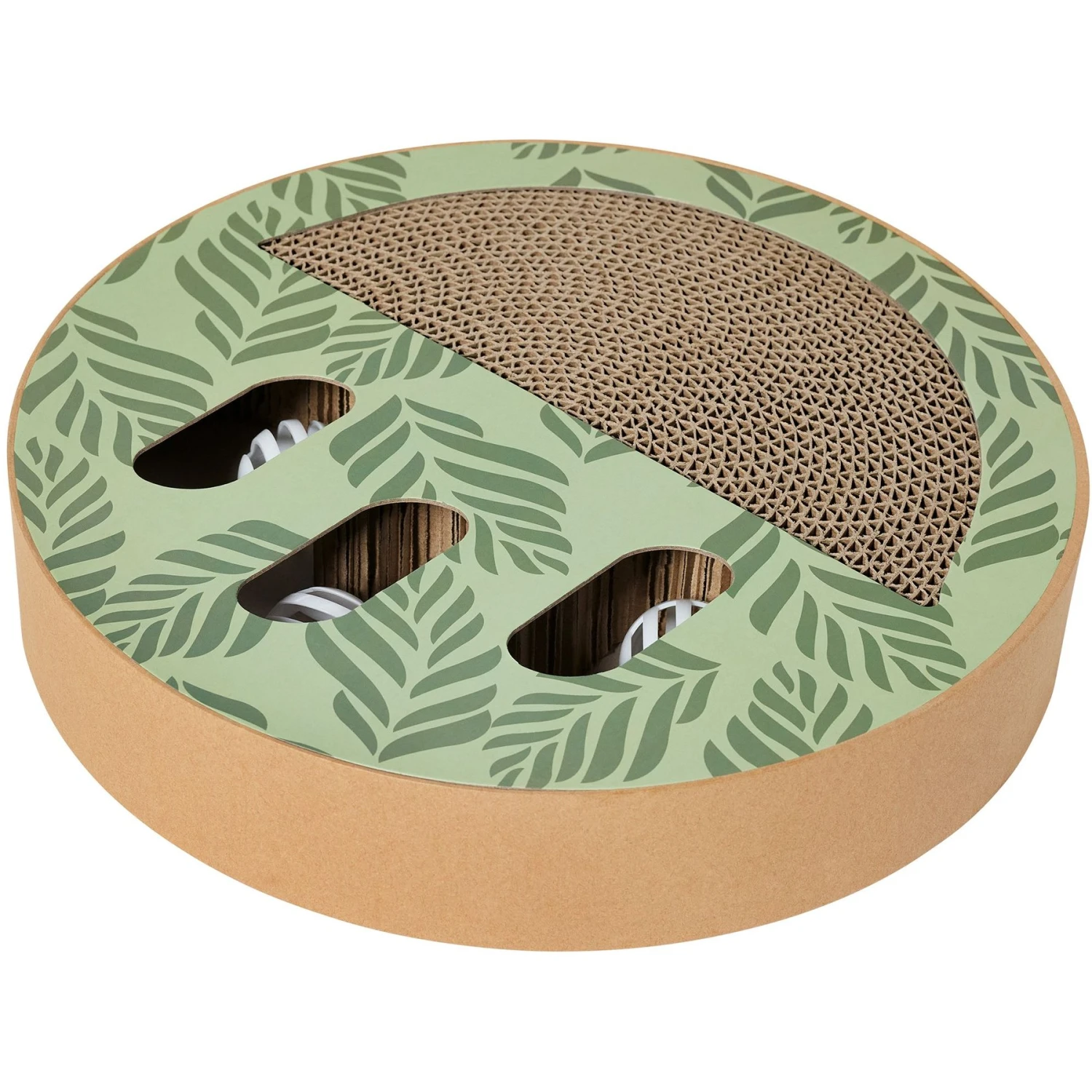 Frisco Interactive Maze & Scratch Cardboard Cat Toy Box With Catnip, Palms 1 Frisco Interactive Maze & Scratch Cardboard Cat Toy Box With Catnip, Palms