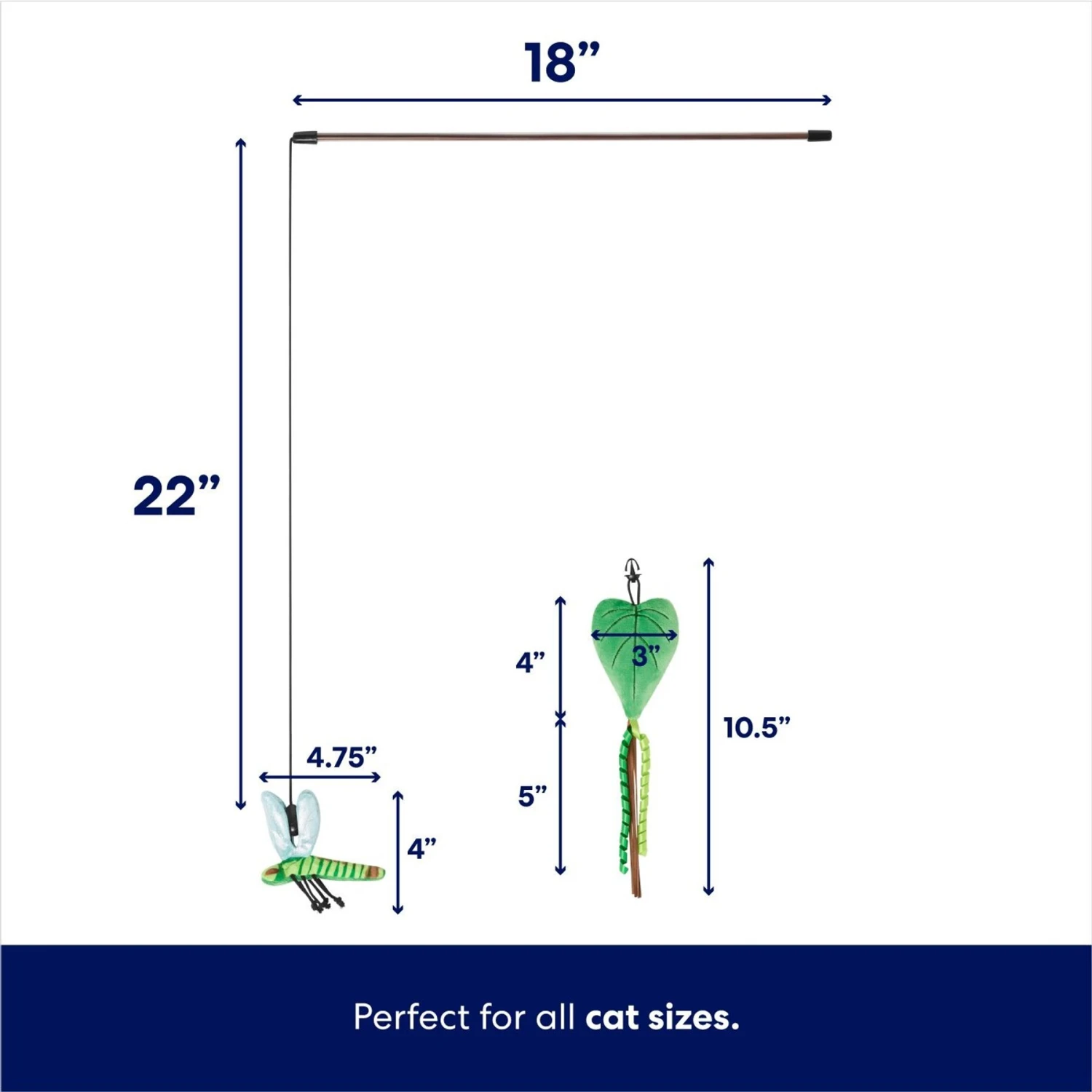 Frisco Leaf & Dragonfly Interchangeable Teaser Wand Cat Toy With Catnip 2 Frisco Leaf & Dragonfly Interchangeable Teaser Wand Cat Toy With Catnip - Image 2
