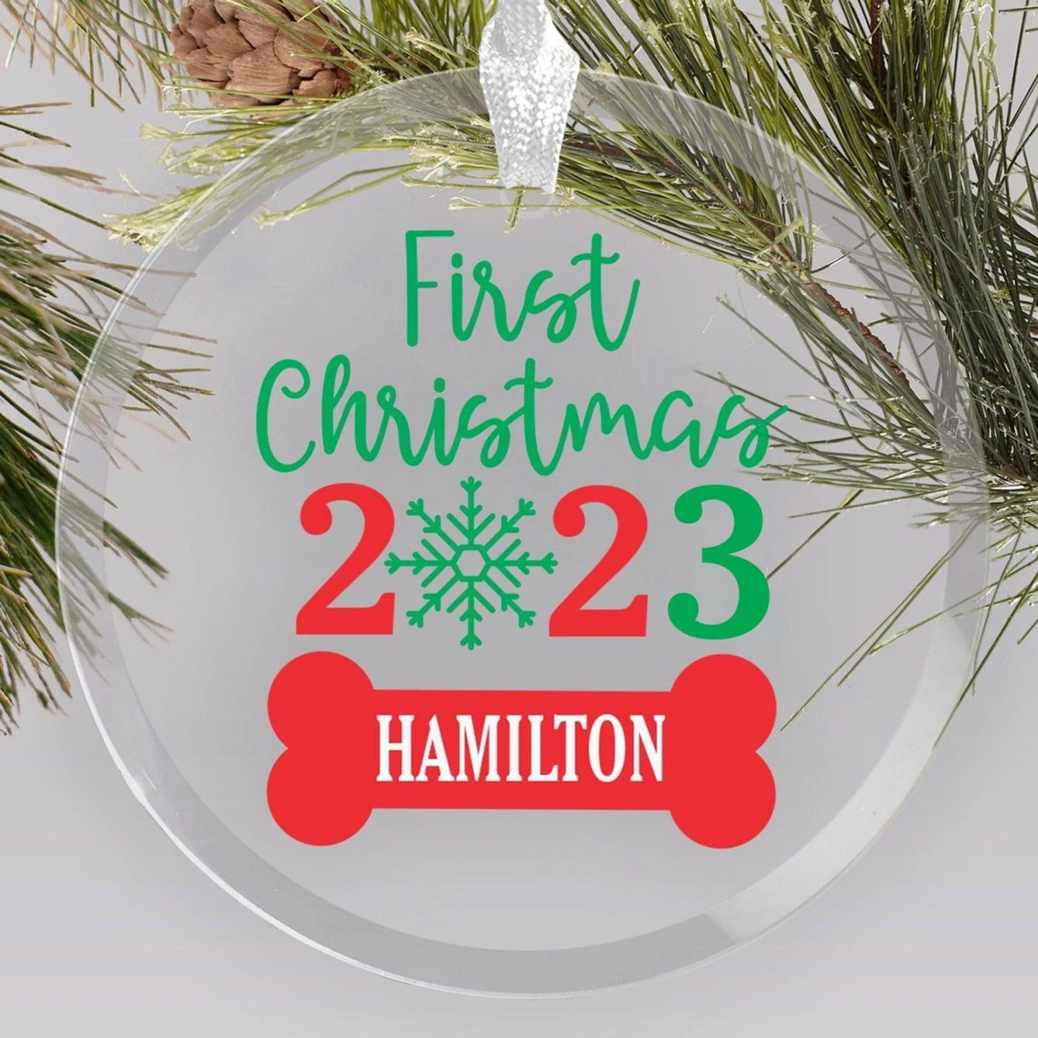Frisco "First Christmas" Round Shaped Personalized Ornament 6 Frisco "First Christmas" Round Shaped Personalized Ornament - Image 6