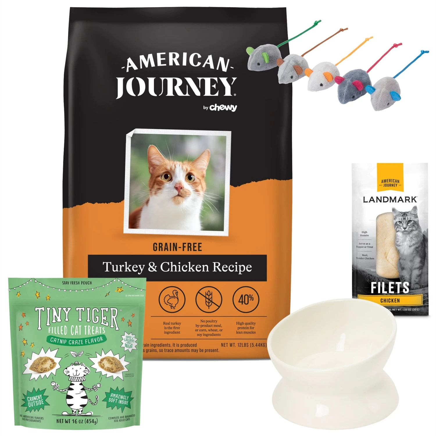 American Journey Turkey & Chicken Recipe Grain-Free Dry Cat Food + 4 Items 1 American Journey Turkey & Chicken Recipe Grain-Free Dry Cat Food + 4 Items