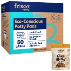 Frisco Large Eco-Conscious Dog Training & Potty Pads & American Journey Peanut Butter Recipe Grain-Free Oven Baked Crunchy Biscuit Dog Treats