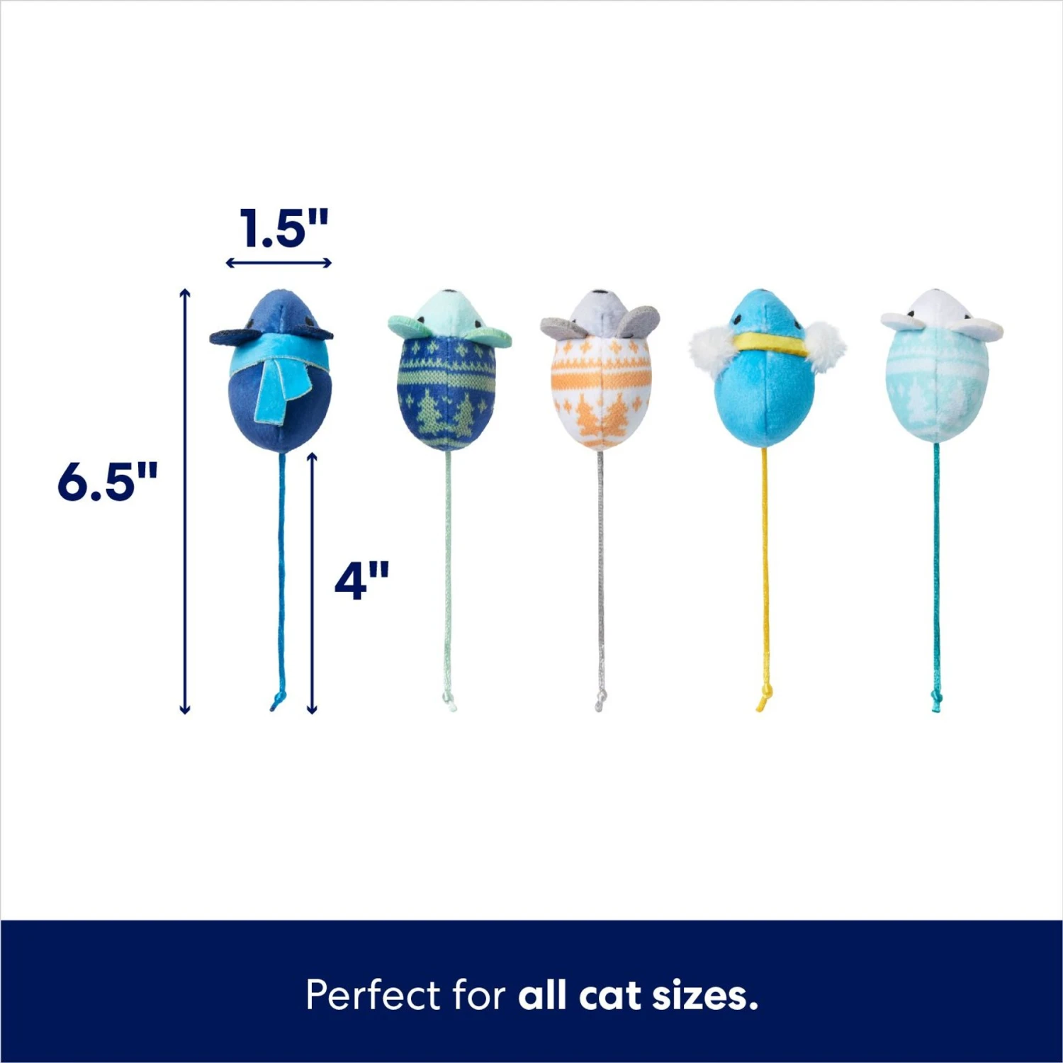 Frisco Holiday Festive Arctic Blues Mice Plush Cat Toy With Catnip 2 Frisco Holiday Festive Arctic Blues Mice Plush Cat Toy With Catnip - Image 2