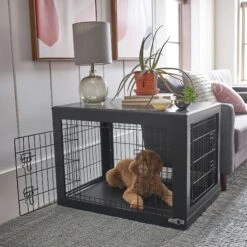 Frisco Double Door Furniture Style Dog Crate, Black & Frisco Swirl Dog Crate Mat -Frisco Sales Store 947710 PT4. AC SS1800 V1693924200