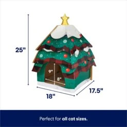 Frisco Holiday Christmas Tree Cardboard Cat House & Frisco Holiday Santa's Workshop Cardboard Cat House -Frisco Sales Store 986190 PT2. AC SS1800 V1698257848
