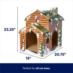 Frisco Holiday Log Cabin Cardboard Cat House & Frisco Holiday Santa's Workshop Cardboard Cat House -Frisco Sales Store 986198 PT2. AC SS1800 V1698257738