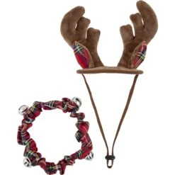 Frisco Jingle Bells Dog & Cat Holiday Collar With Bells, 1 Count & Frisco Holiday Antler Headband & Bell Collar Dog & Cat Costume -Frisco Sales Store 986294 PT5. AC SS1800 V1698258116